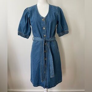 TNR (Bohme) Button Up Denim Dress NWT Belted Cotton Size Small Fall